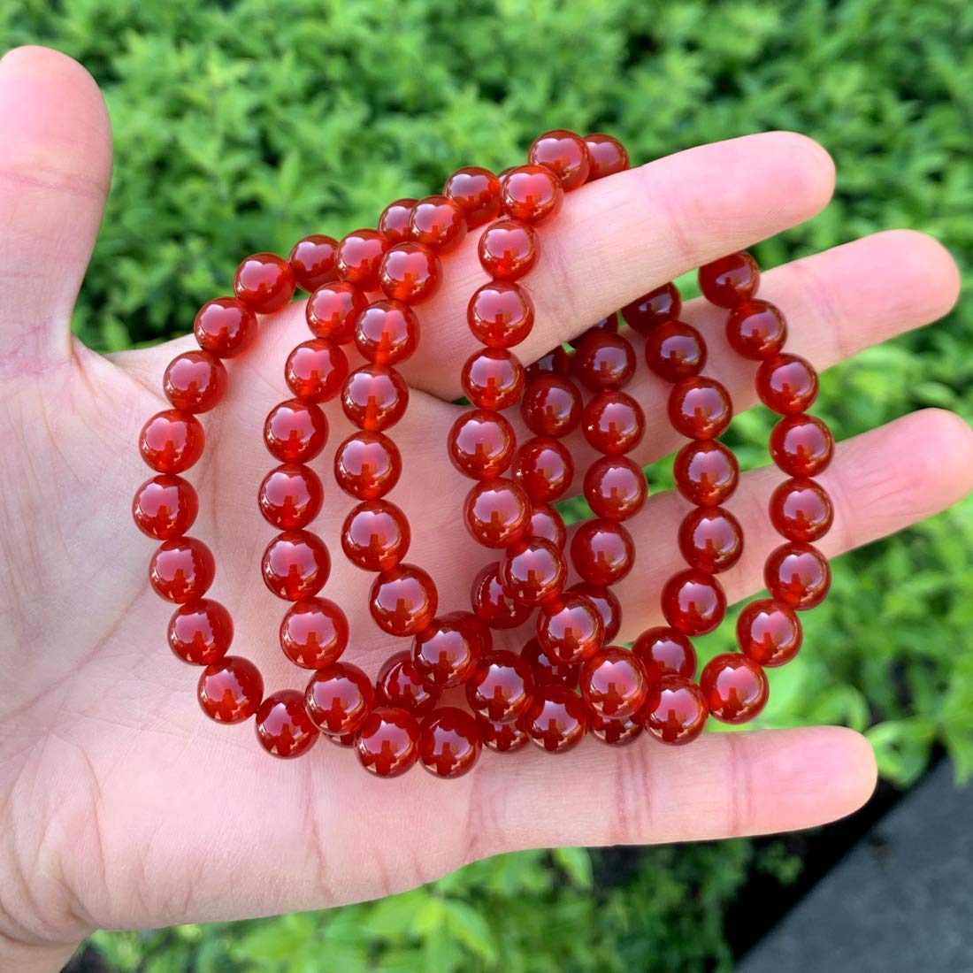 Real Natural Carnelian Red Agate Bracelet 8.5 inch Stretch Red Gemstone Beaded Bracelet Chakra Healing Crystal Stone Jewelry Wom