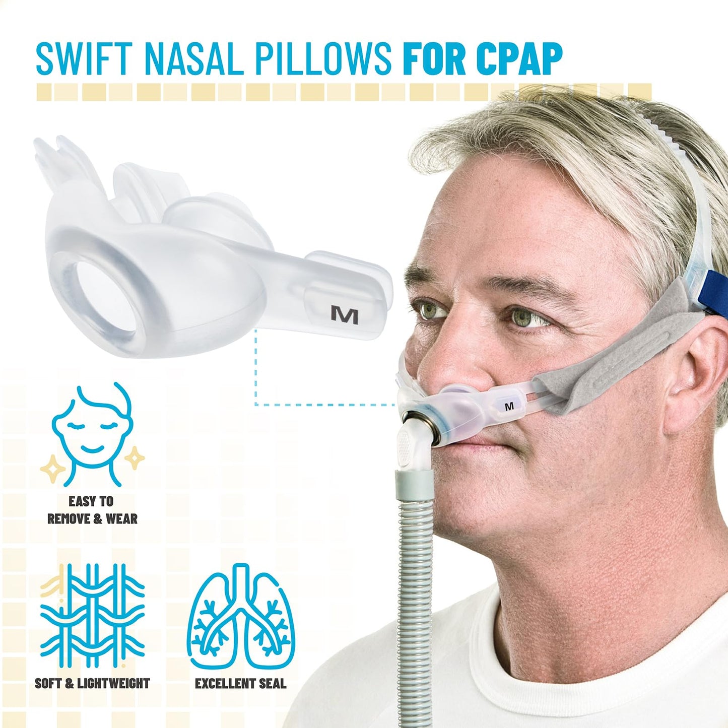PalpitateC Medium Swift FX Nasal Pillow Cushion Replacement for ResMed Swift FX Nasal Pillow Mask, Replacement CPAP Silicone Dual-Wall Pillows Cushion - 1 Pack