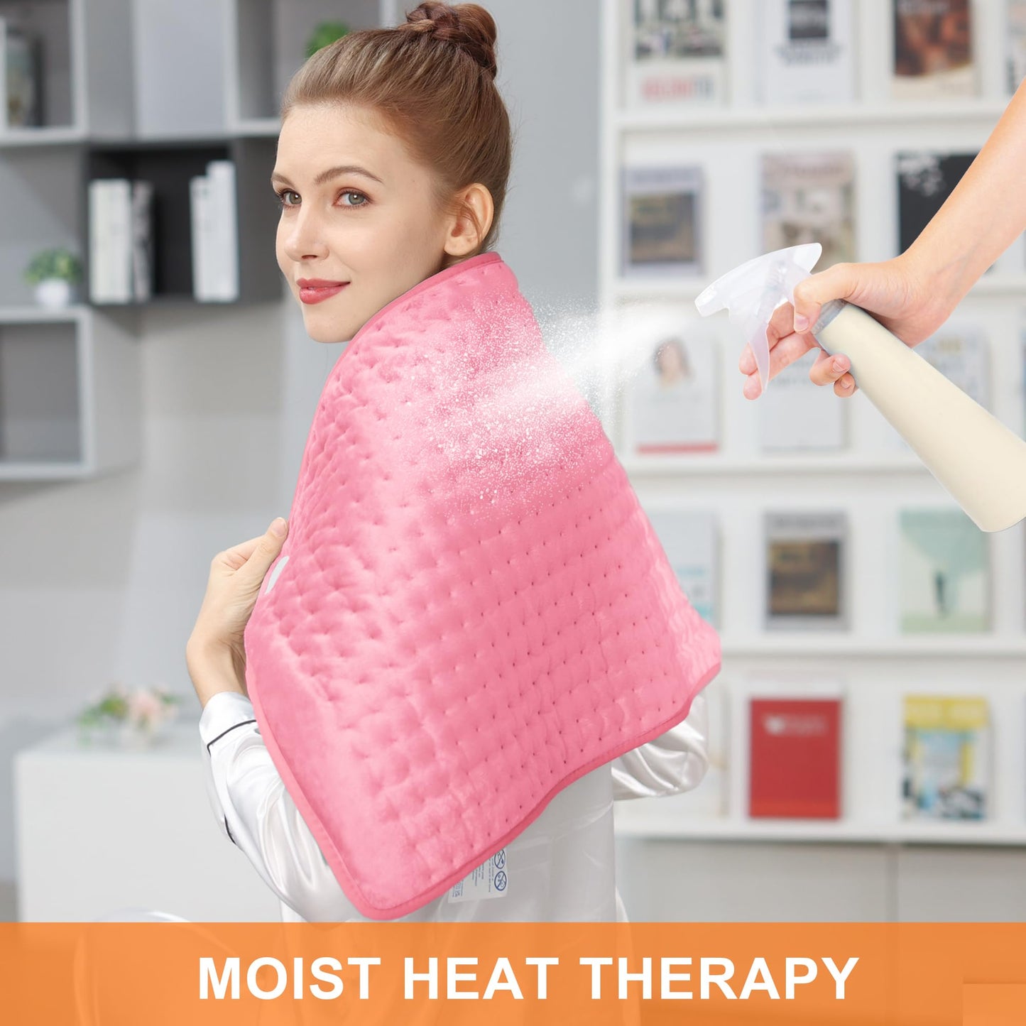Deepsoon Heating Pad,Electric Heating Pads for Back,Neck,Abdomen,Moist Heating Pad for Shoulder,Knee,Arms,Legs,Dry/Moist Heat & Auto Shut Off,Christmas Gifts for Men and Women,BabyPink,40x20 Inch