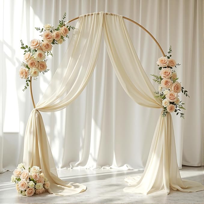 Wedding Arch Draping Fabric, 1 Panel 18FT Nude Sheer Backdrop Curtain Chiffon Fabric Drapery Voile Scarf Draping Panels for Wedding Archway Ceremony Curtain Valance Party Decoration