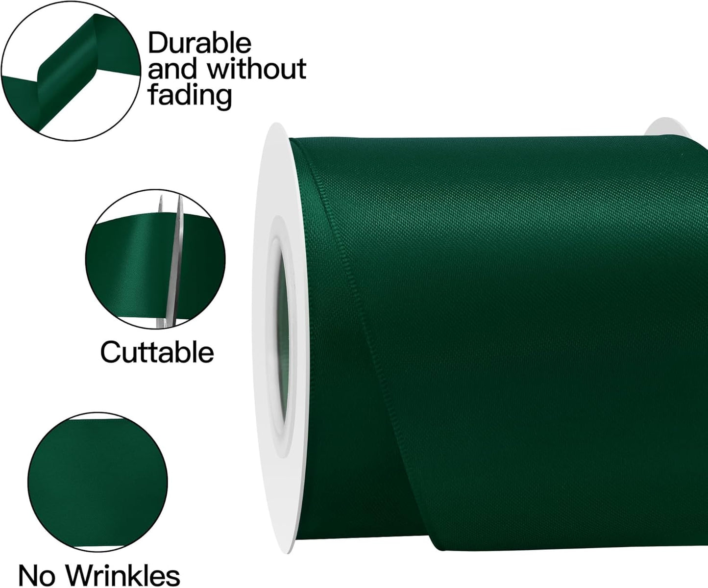 Spruce Satin Ribbon 3 Inch X 15 Yards Solid Color Double Faced Ribbons Perfect for Crafts Wedding Decor Bow Making Arts Sewing and More