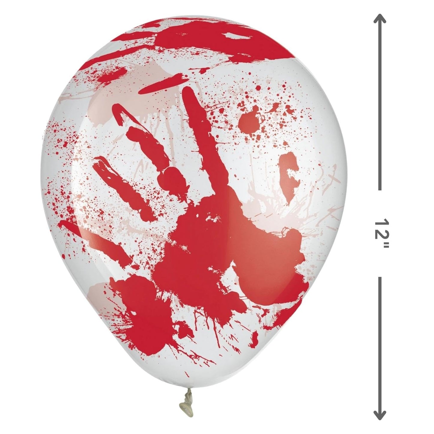 Asylum Blood-Splattered Latex Balloons (12") - Pack of 6 - Thrilling Clear with Red Horror Design for Spooky Party Decor & Unforgettable Celebrations