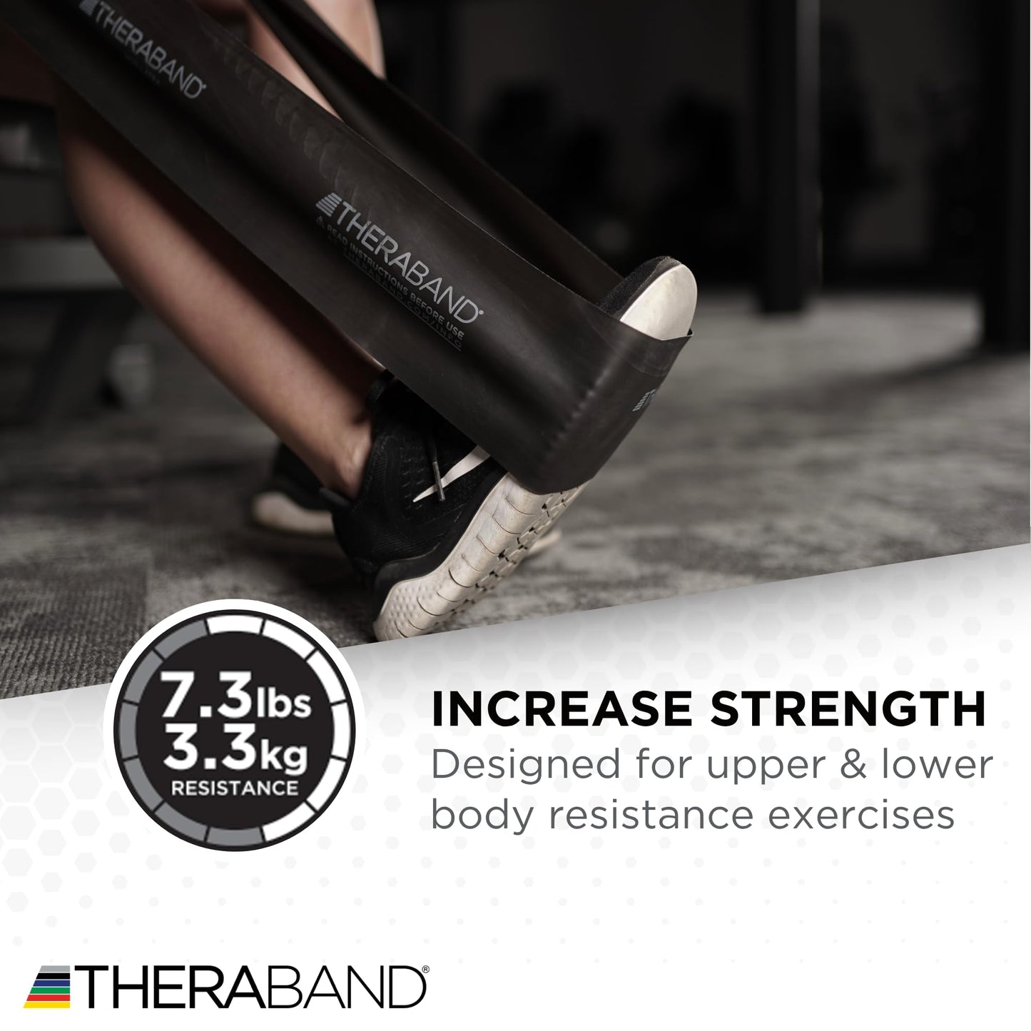 THERABAND Resistance Bands Set, Advanced Kit, Blue, Black, Silver, Latex Elastic Bands for Exercise & Physical Therapy, Strength Training Bands for Upper & Lower Body Fitness