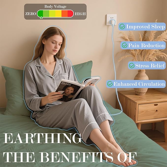Ali King Grounding Sheets - Full XL Size, Soft Cotton with Silver Fiber, 15'' Deep Pocket Earth Grounding Fitted Bed Sheets for Improved Sleep (Green, Full XL 54''*80''*15'')