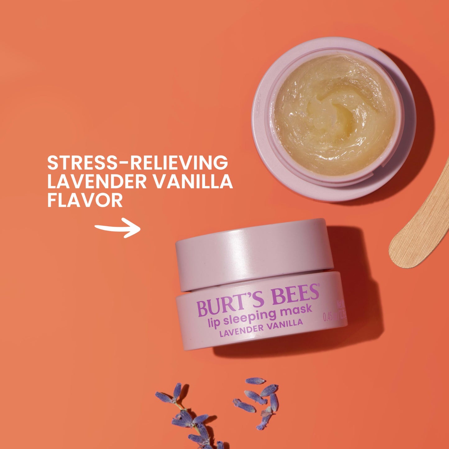 Burts Bees Lavender Vanilla Lip Sleeping Mask, With Hyaluronic Acid and Squalane Moisturizer To Instantly Hydrate Lips, Overnigh