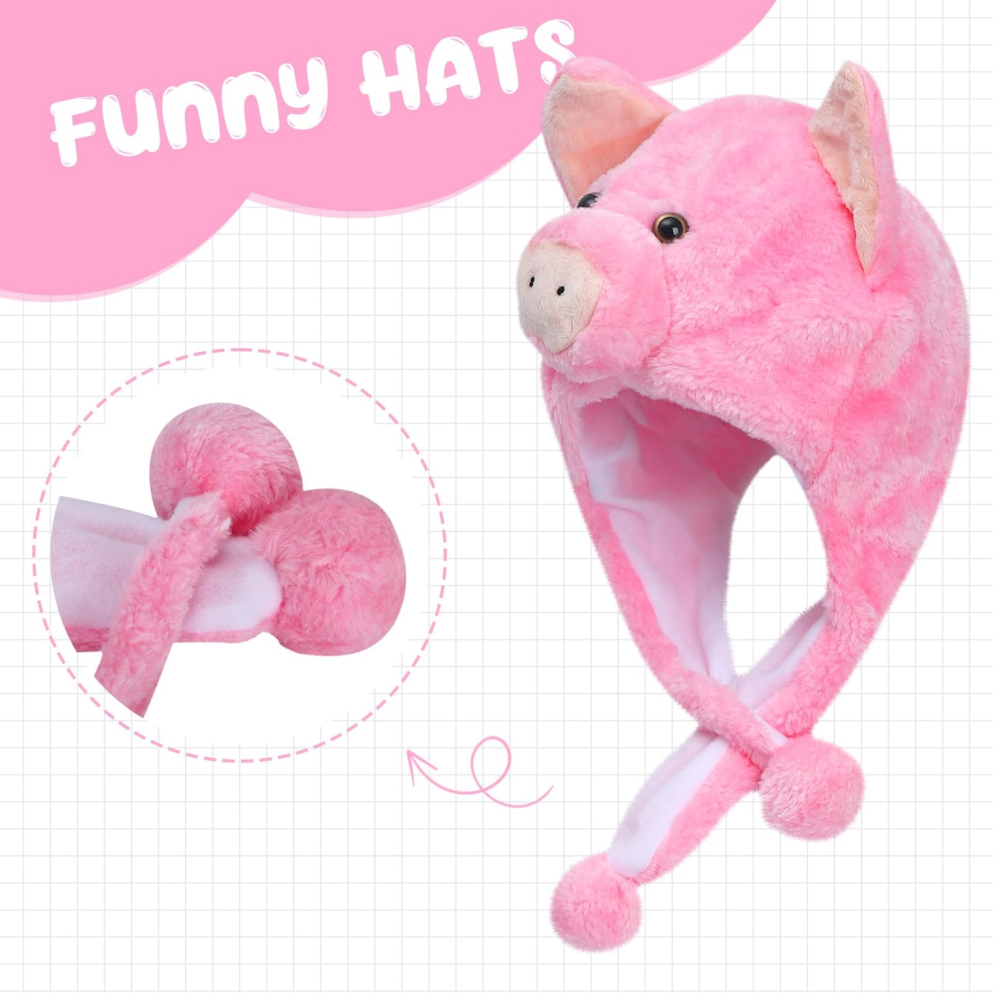 MK MATT KEELY Plush Cute Animal Hat Super Soft Hat with Ear Flaps Funny Warm Cozy Fleece Hat for Kids & Teens Christmas Party Cosplay Hat