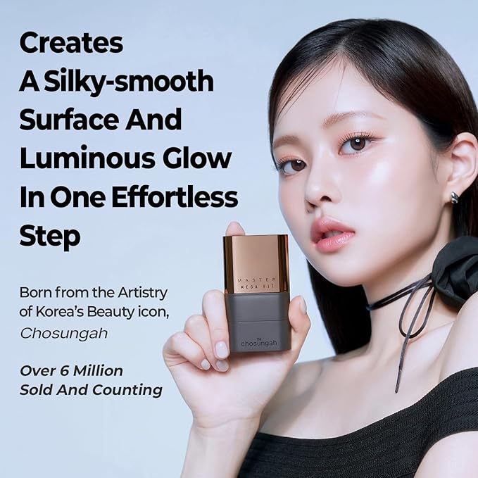 Mega Fit Master Glow Stick Foundation with Brush, 120H Long Lasting Radiant Coverage, All-in-One Stick for Easy Application, K-Beauty, Shade 22, 0.56oz (1.5C Peach Beige)