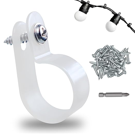 500 Pack 1/4 in Rope Light Clips p-Style Mounting Clips Plastic Cable Clamps for Wire Management (White-500p, 1/4)
