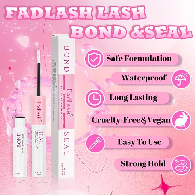 FADLASH Lash Extension Kit 60D Lash Clusters D Curl DIY Eyelash Extension Kit with Lash Bond and Seal Lash Applicator 3D Effect Lash Cluster Kit fluffy (60D Kit, Mix 10-18mm)