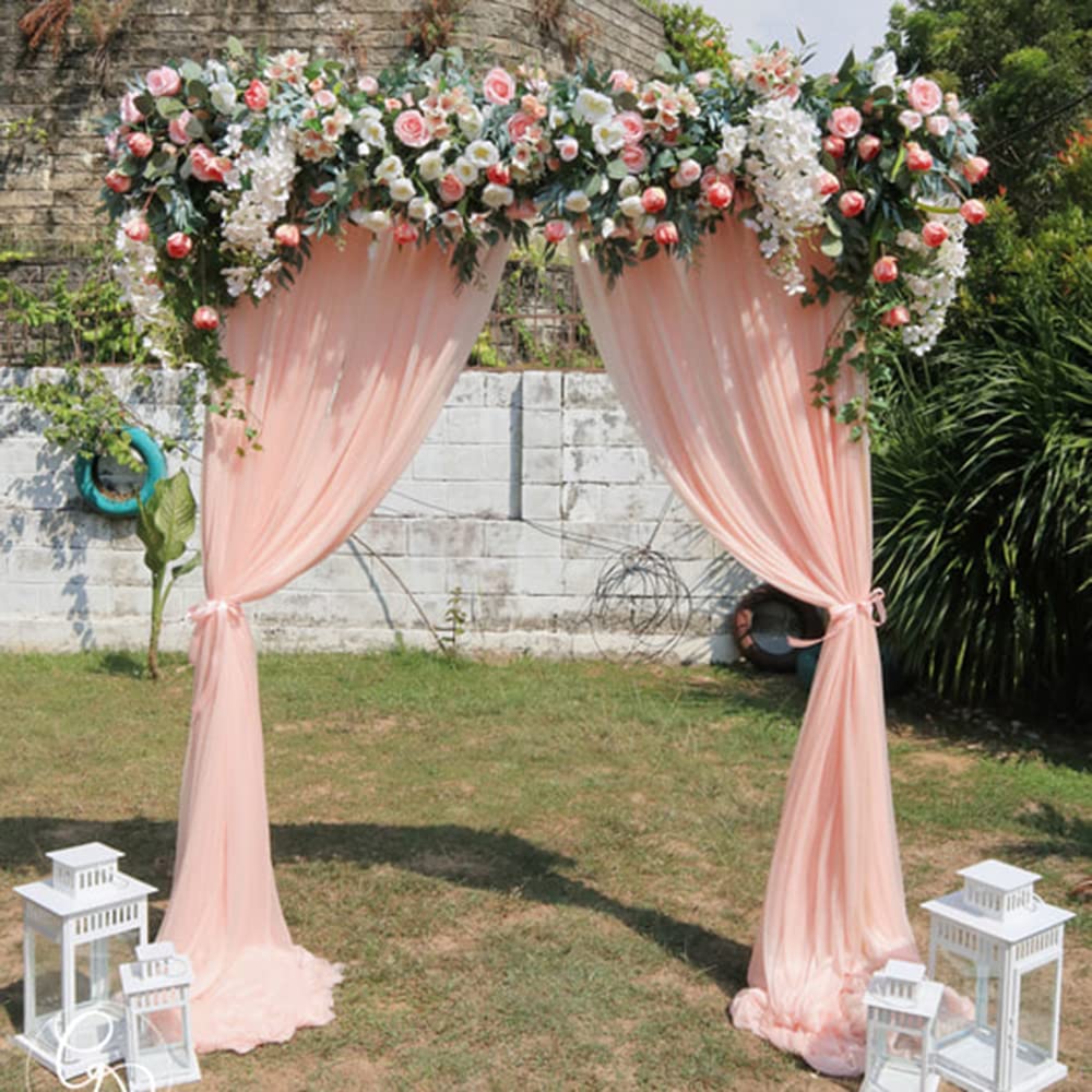 Peach Curtain Backdrop 5Ft X 10Ft Chiffon Sheer Backdrop Curtain Wedding Drape