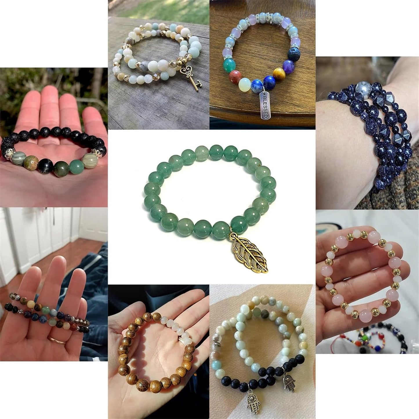 38PCS 10mm Blue Sandstone Gemstone Beads Beads Natural Stone Round Loose Beads for Jewelry Making DIY Bracelet Necklace 15" Inch