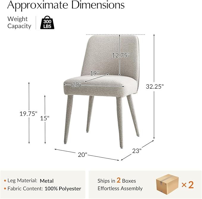 HULALA HOME Modern Dining Chairs Set of 4，Taupe Fully Chenille Upholstered Dining Room Chairs Set with Foot Peg, Solid Wood Frame, Armless Kitchen Accent Chairs for Living Room Bedroom Reception