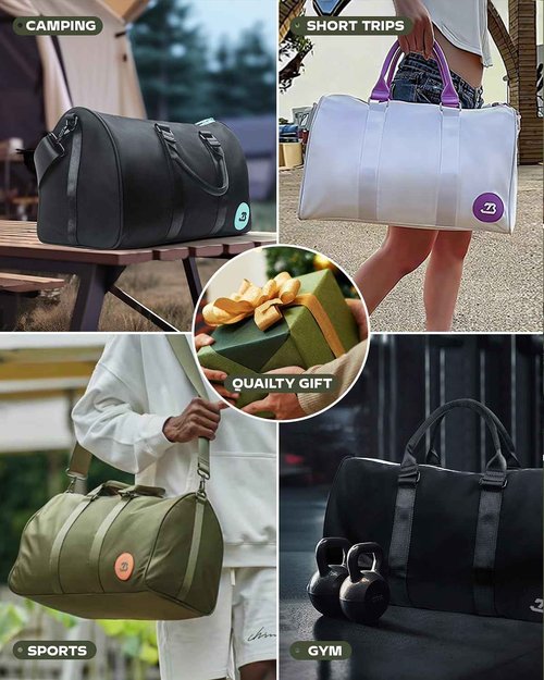 MOVEMINGLE 4Pcs/Set Waterproof Sports Duffel Bag 1000D Nylon Heavy Duty Travel Swim Gym Bags for Men and Women Weekender Bag with 3 Accessory Bags of Wet & Dry Separation Upgrades 2.0 Green