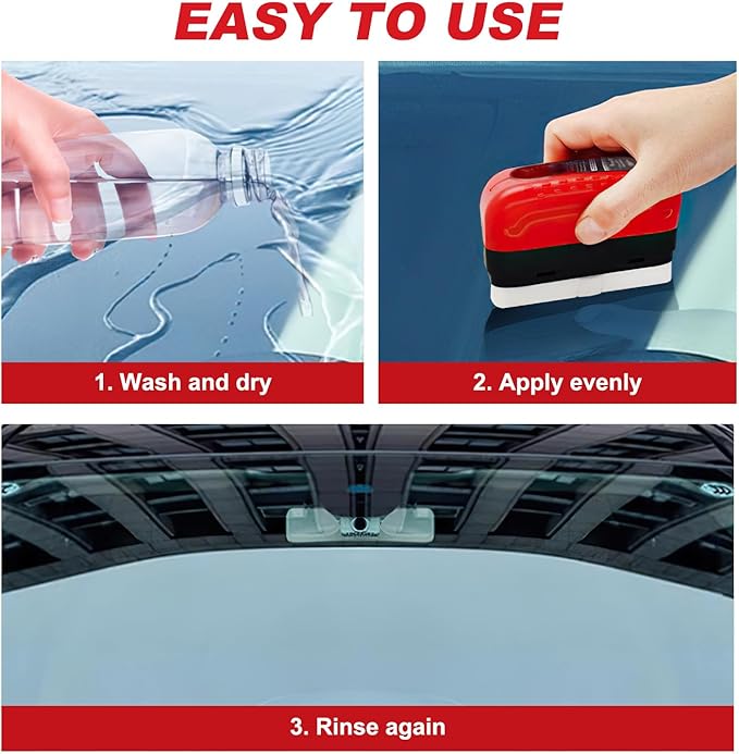 Car Glass Oil Film Cleaner, Automotive Oil Film Cleaning Brush for Car Windows, Clear Vision Glass Cleaner, Cars Windshield Cleaner Tool, Anti-Rain Fog Cleaning Glass Brush (2 Brushes + 2 Refills)
