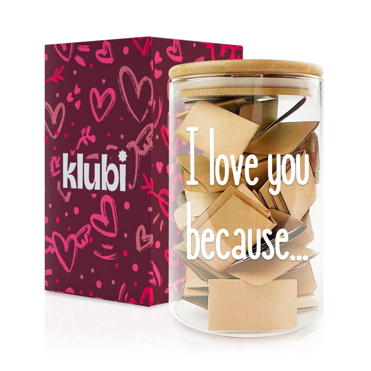 Girlfriend Boyfriend Birthday Gifts I Love You Because Jar Love Note Cup 50 Little Notes In a Jar With Notes Anniversary Present for Men Women Message In The Bottle Gift for Him Reasons Why I Love You