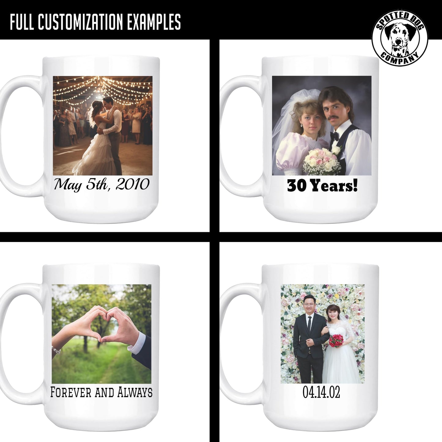 Personalized Photo Picture Ceramic 15oz Coffee Mug DYE - Wedding Gifts Anniversary for Couple, Parents Husband Wife, Best Unique Gift Ideas 20th 25th 30th 40th 45th 50th 60th, Year Anniversary