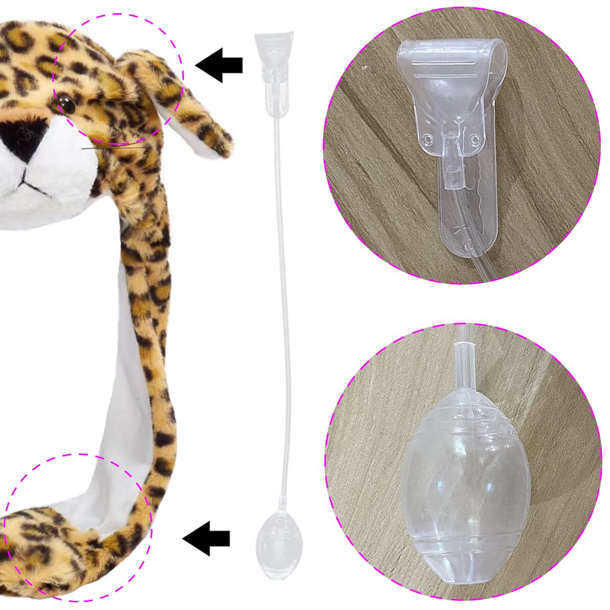 Ear Moving Jumping Hats Animal Plush Earflaps Movable dancing Ear Hat Cap for Halloween Easter Christmas Novelty Party(Leopard)