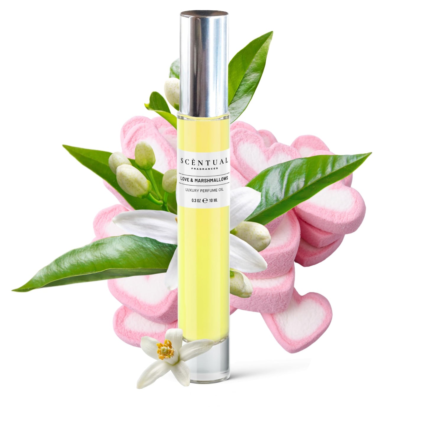 Scentual Fragrances, Luxury Perfume Oil, Ultra-Concentrated Women Roll-On Fragrance Oil, Long Lasting Rollerball Travel Mini Perfume, Vegan, Alcohol & Cruelty Free 10ml (Love & Marshmallows)