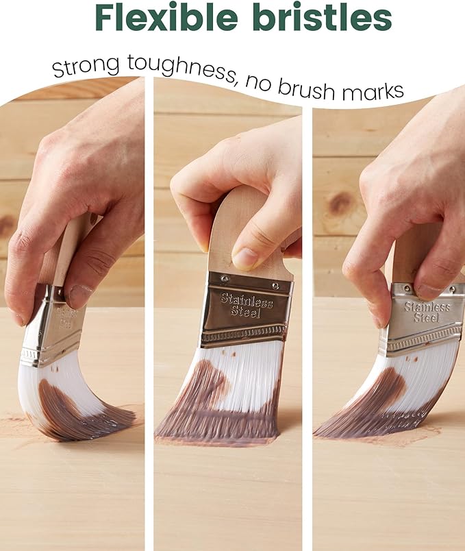Voomey 2 Inch Angled Paint Brush for Trim, Walls, Furniture, and Wood Stain with Beech Wood Handle and Stainless Steel Ferrule