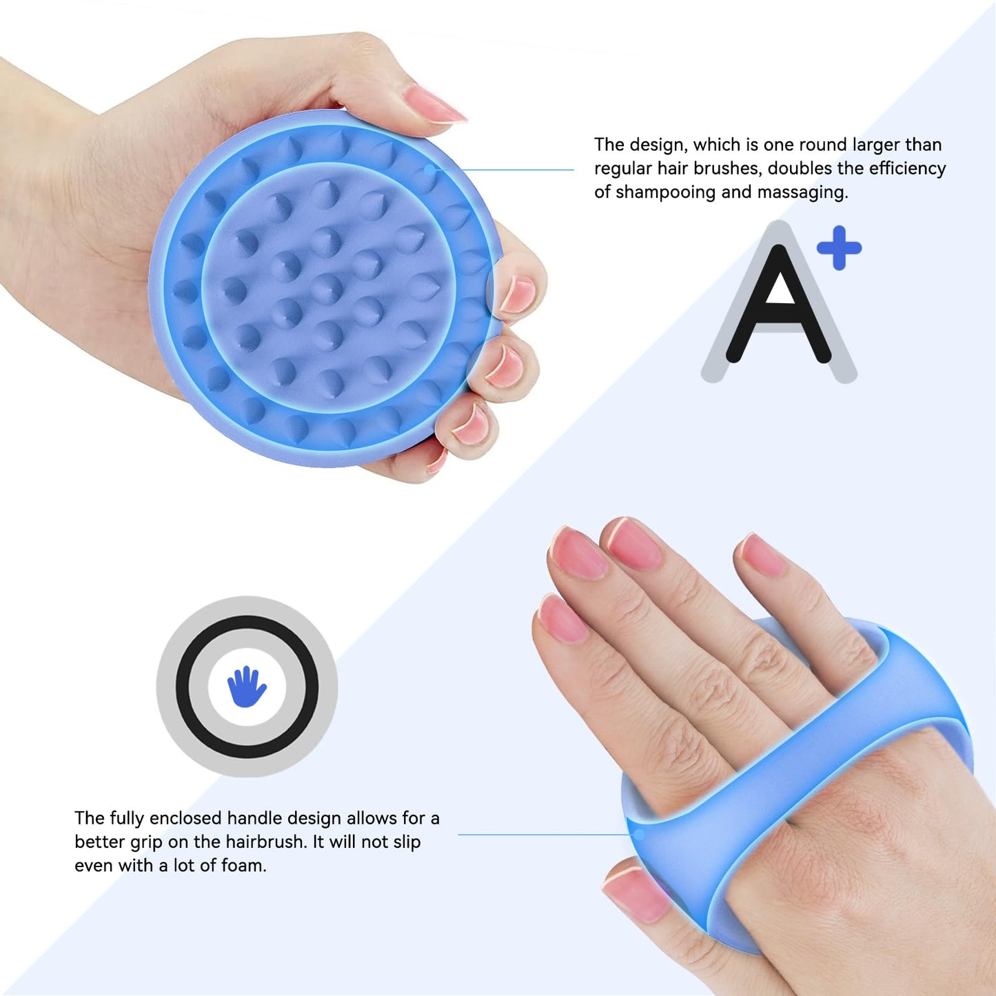 Ithyes 38 Finger Enlarged Head Massager, Silicone Scalp Brush Shampoo Brush for Hair Care, Exfoliator Brush for Men and Women (P