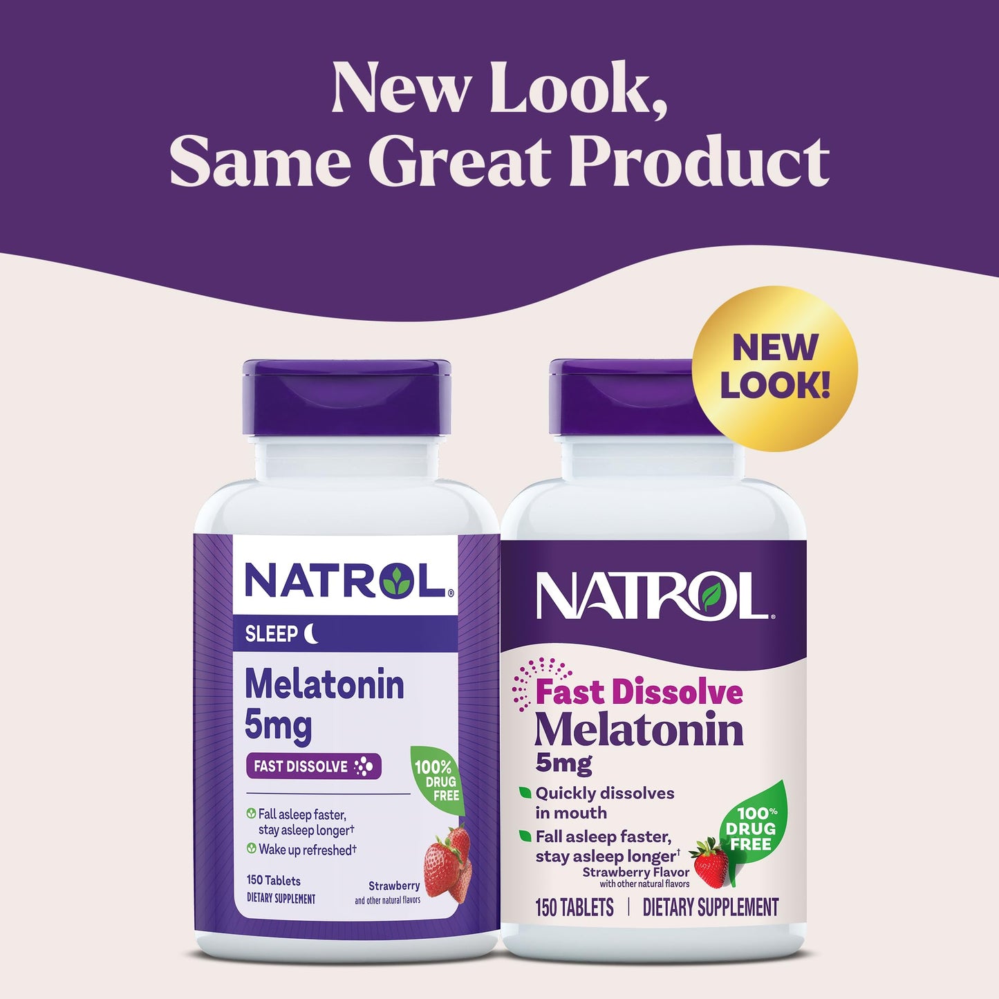 Natrol Melatonin 5mg Fast Dissolve Tablets, Sleep Support Supplements for Adults, Strawberry Flavor, 150 Tablets, Up to 150 Day Supply