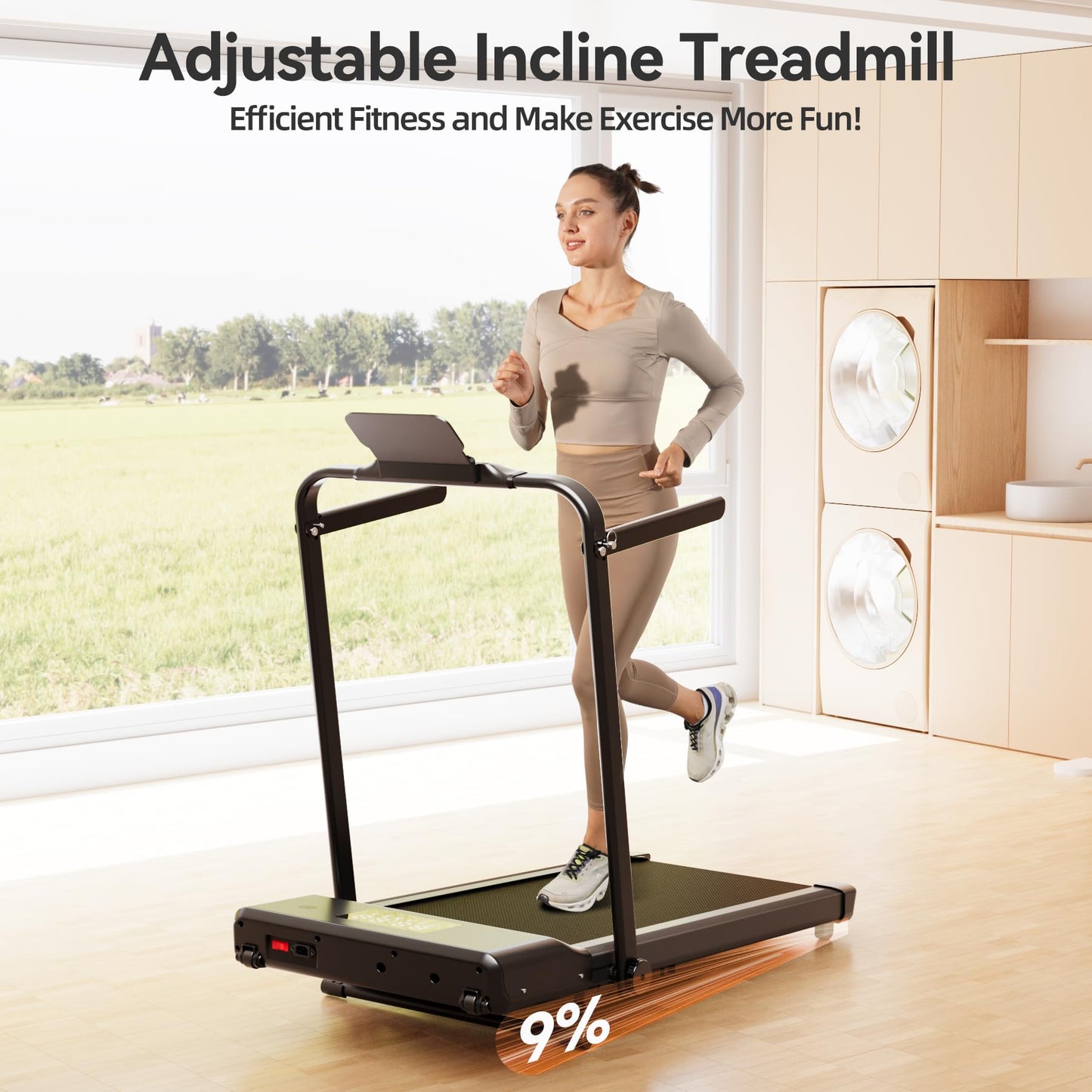 Walking Pad Treadmill with Handle bar, 3.0HP Small Foldable Treadmills for Home with Incline APP Remote Control and LED Display, 7.5MPH Portable Treadmill 300 Lbs Capacity