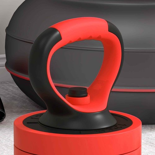 Soozier Adjustable Dumbbell Sets, 4 in1 Weights Dumbbells Set Used as Barbell, Kettlebells, Push up Stand, Free Weight Set for Men and Women Home Gym Training, Red 44lbs
