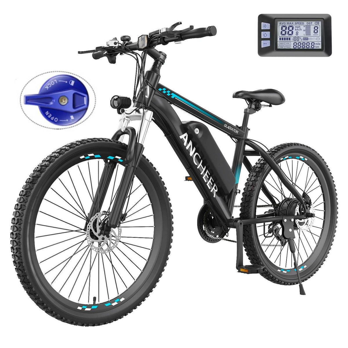ANCHEER Electric Bike for Adults, Peak 750W Ebike, 3H Fast Charge, 55 Miles, 22MPH Electric Bicycle, 48V 499Wh Battery, 26" Gladiator Electric Mountain Bike, 21Speed, UL2849 Compliant