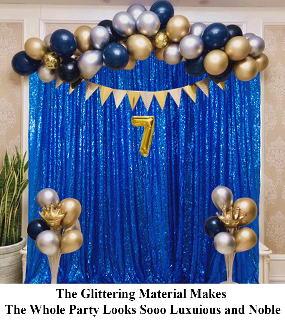 Partisout Sequin Backdrop Curtain Royal Blue 4x7ft Party Backdrops Sparkle Glitter Curtains Wedding Photo Shimmer Background