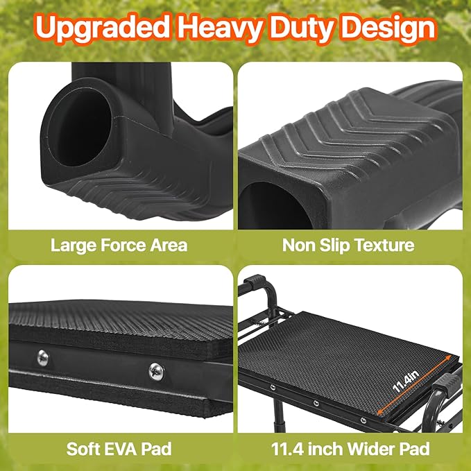 Poraise Garden Kneeler and Seat Heavy Duty, Wider and Thicker Kneeling Pad for Foldable Gardening Stool with 2 Tool Pouches, Gardening Gifts Tools for Women Mom Men Seniors