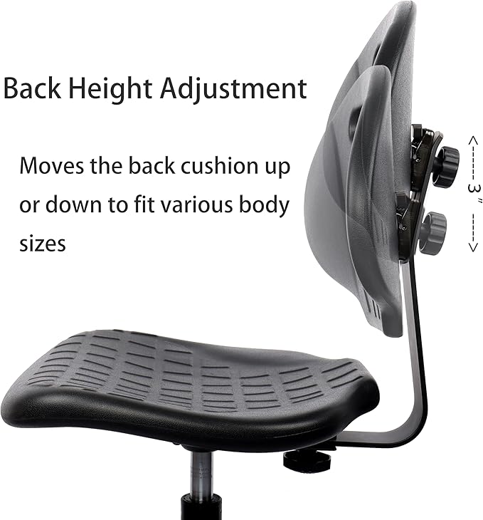 TAKE UR SEAT® Polyurethane Drafting Lab Stool Chair, 18" Adjustable Footring, 8" Adjustable Height, 450 lbs seat Capacity, Heavy Duty, Shipped Within 24 Hours Med. Bench Height (Rubber Caster)