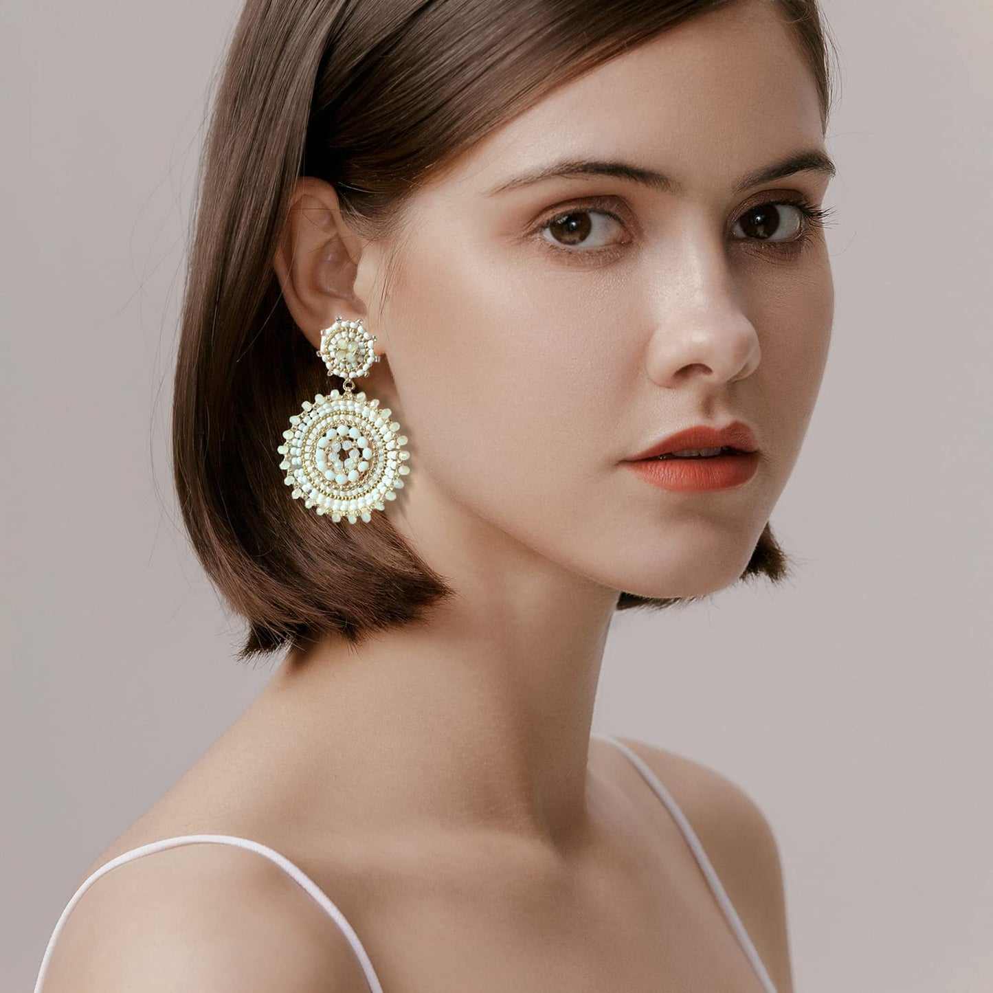 Elegance 11 Designs White Beaded Earrings For Women Boho Statement Western Bead Country Summer Beach Dangle Handmade Earrings Je