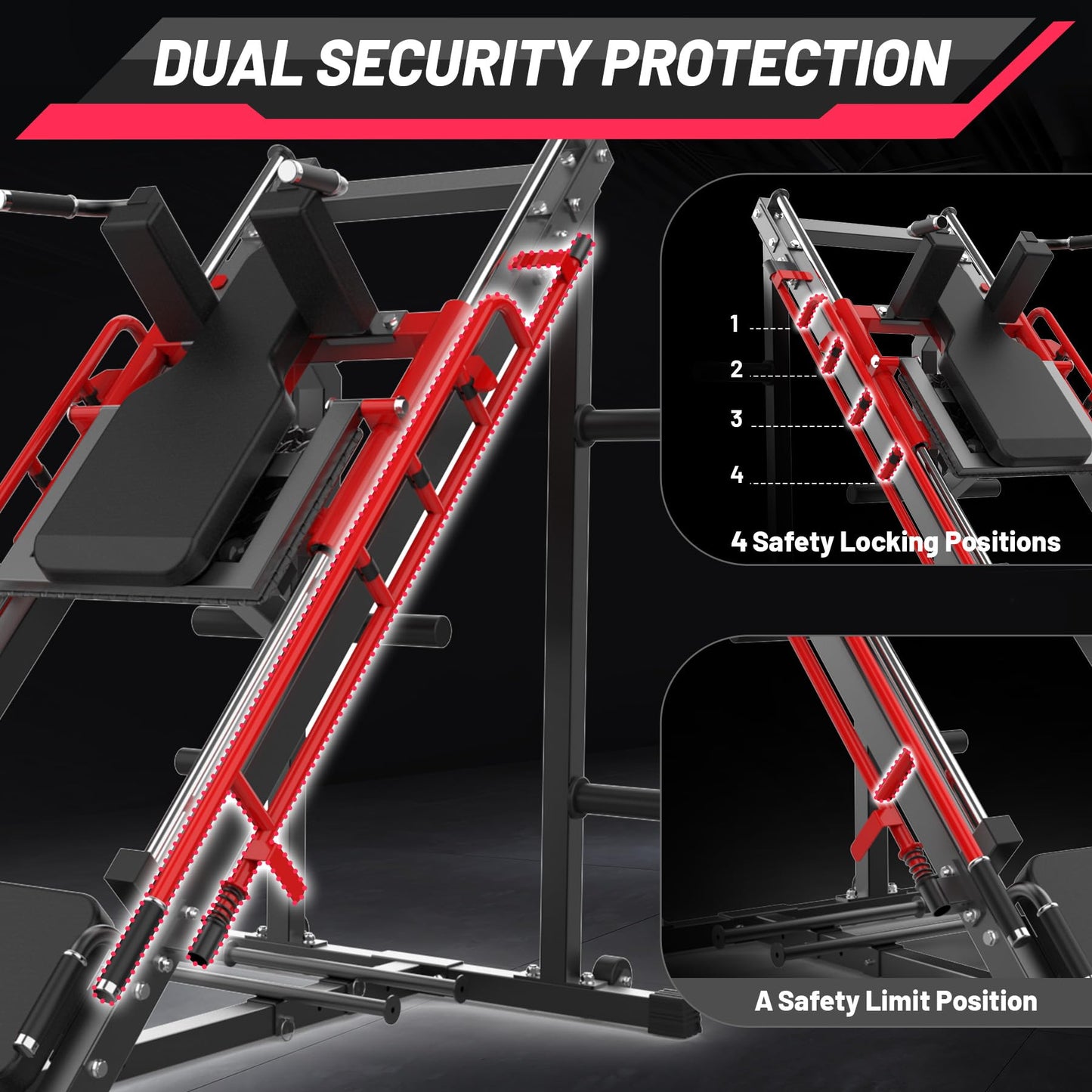 Garvee Leg Press Hack Squat Machine, 2 in 1 Leg Press Machine for Home Gym with Linear Bearing, Specialty Hack Squat Machine with Calf Block for Full Lower Body Workout, Red