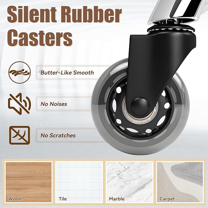 Saddle Stool with Wheels Ergonomic - Thick Wide Saddle Cushion, Healthy Posture No Pain, Easy to Adjust, Smooth Rolling No Creaky Noises, Rolling Swivel Saddle Stool Chair for Salon Massage (White)