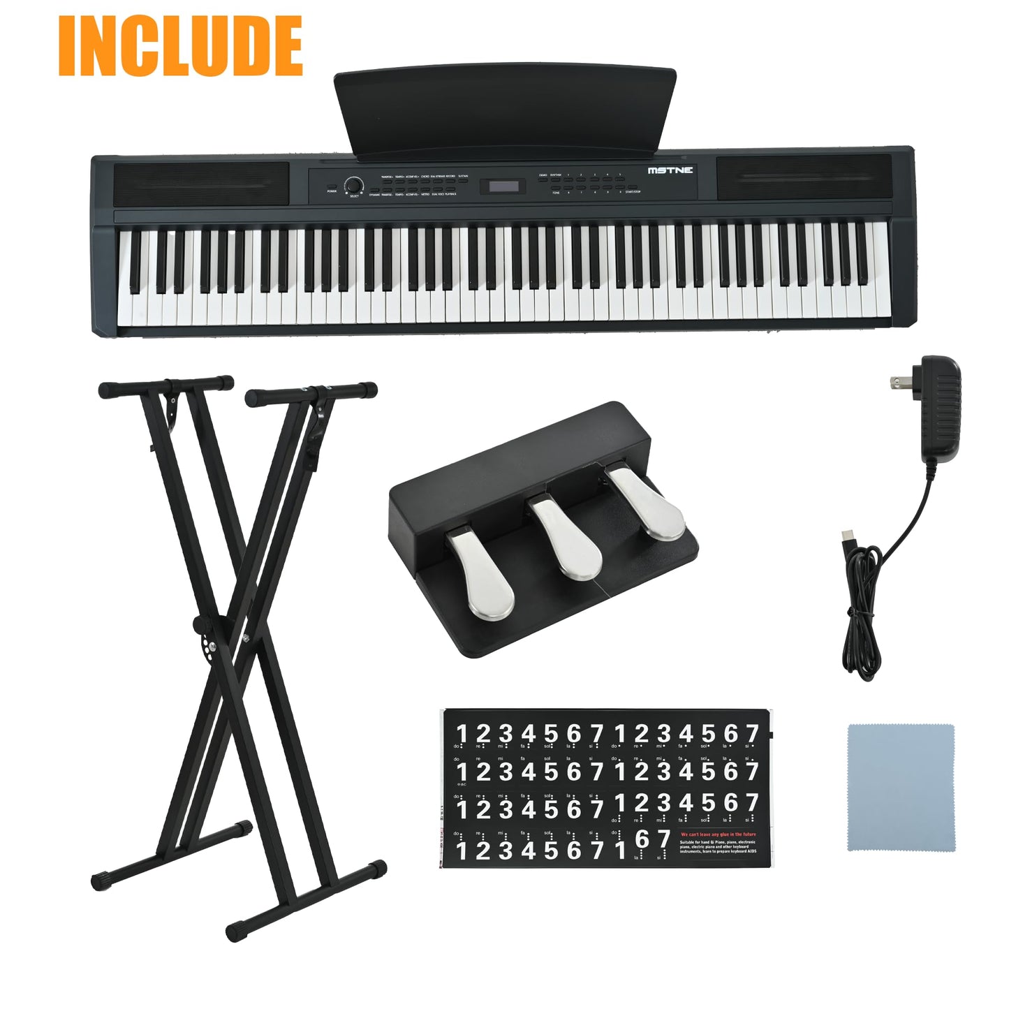 MSTNE Digital Piano 88 Key Weighted Keyboard Hammer Action, Full Size Electric Piano Keyboard with Adjustable Stand,Powerful Functional Panel,Professional 3 Pedal Unit for Beginner Intermediate Player