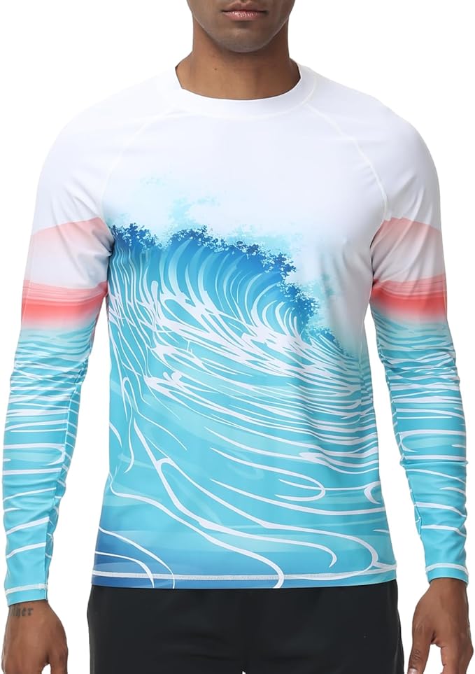 VAYAGER Men's Swim Shirts UPF 50+ Rash Guard Long Sleeve Quick Dry T-Shirt Loose Fit Water Fishing UV Protection Shirts
