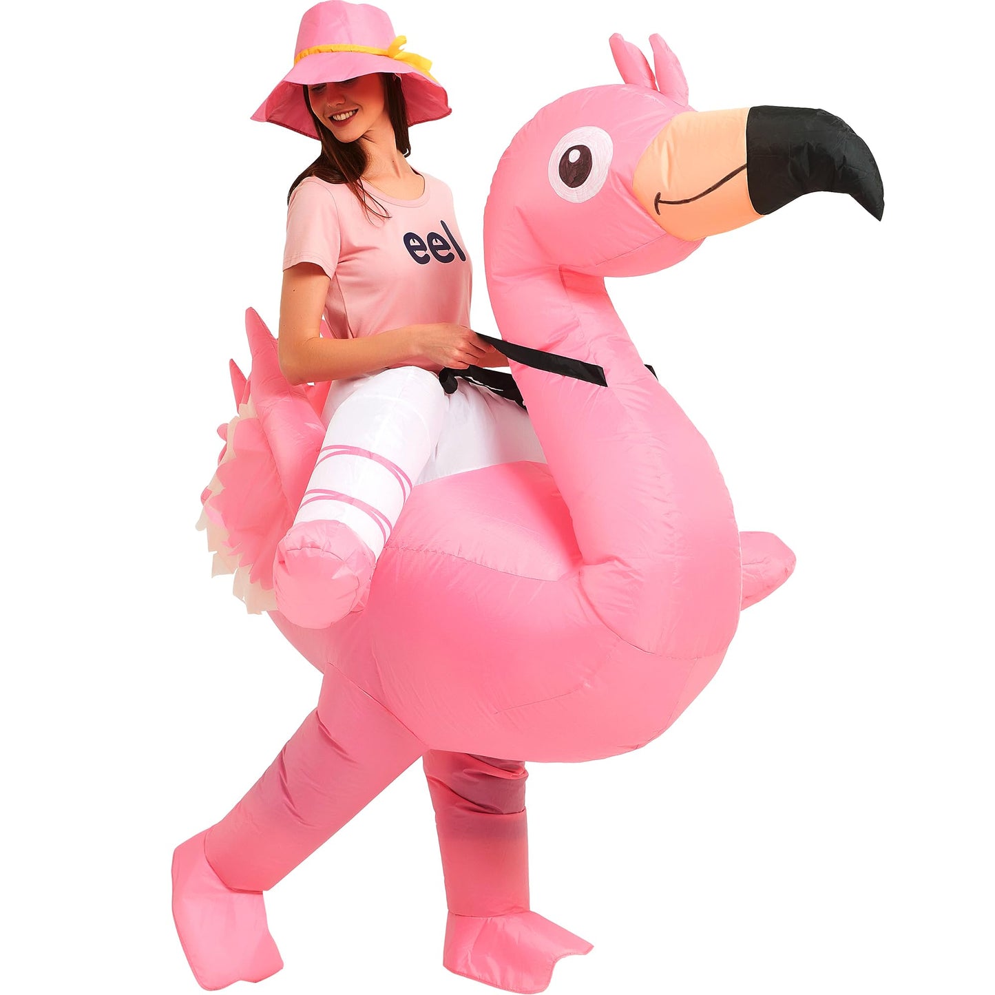 One Casa Inflatable Flamingo Costume Riding On Flamingo Air Blow up Funny Fancy Dress Party Halloween Costume for Adult