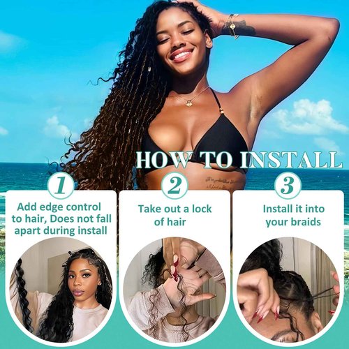 Ombre Human Braiding Hair for Boho Braids 20 Inch 120g Deep Wave Bulk Boho Human Hair for Braiding Curly Knotless Bohemian Braids 12A 100% Brazilian Virgin No Weft Extensions 3 Bundles/Pack T1B/30