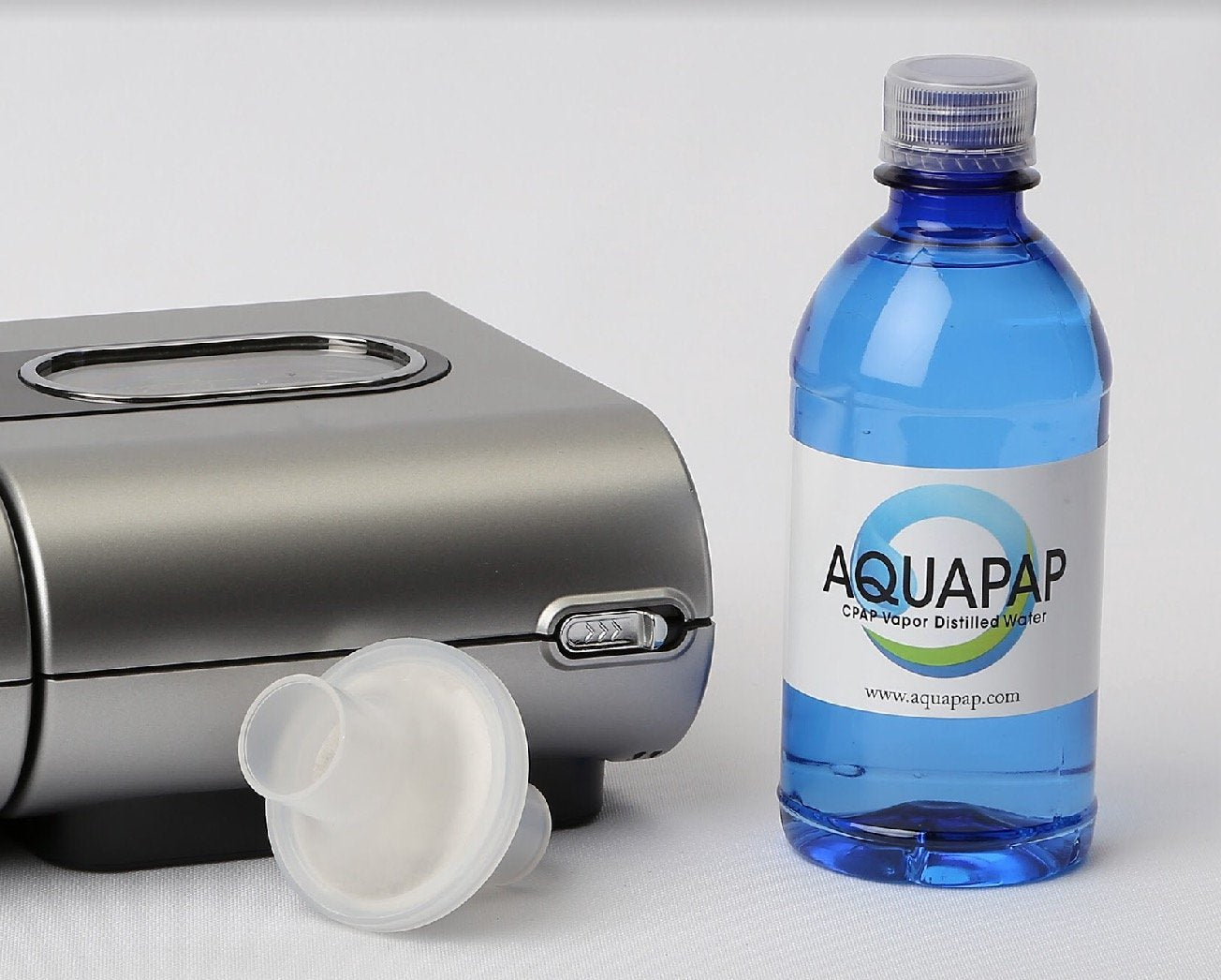 AQUAPAP 12 Ounce 8 Pack Vapor Distilled CPAP Water | 1-2 nites per Bottle | for use with Resmed and Respironics Machines