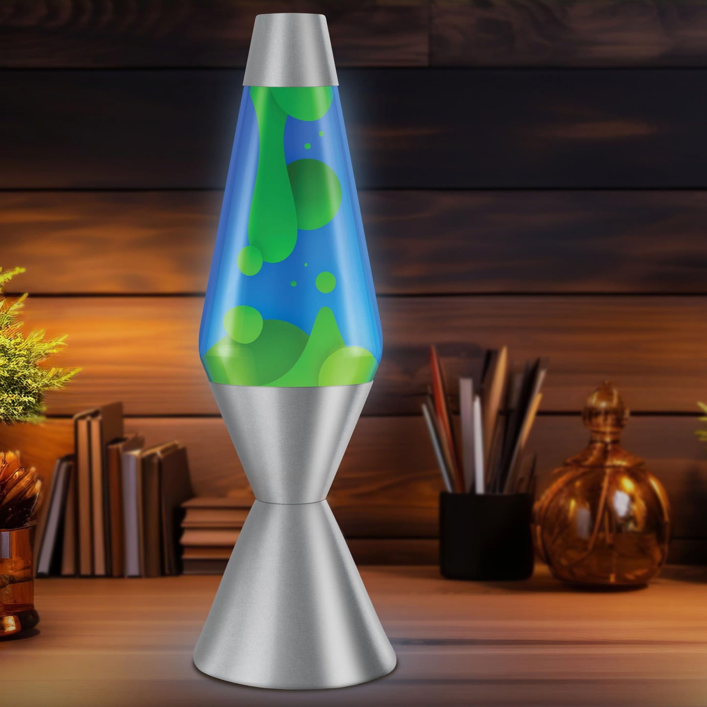 Lava The Original Lamp - 16.3" Emerald Tide – Classic Liquid Motion Lamp - Yellow Wax and Blue Liquid - Item #5139 (Amazon Exclusive)