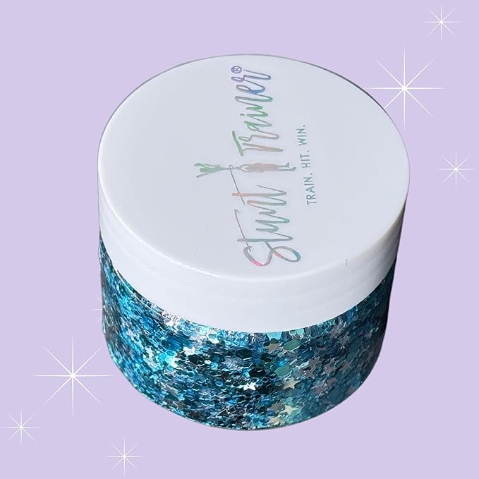 Stunt Trainer Cheer Glitter Face Body Makeup Peel Off Gel Chunky Holographic 15 Colors 1.6oz Vegan Cruelty Free Nontoxic Cheerleader Cheerleading Makeup