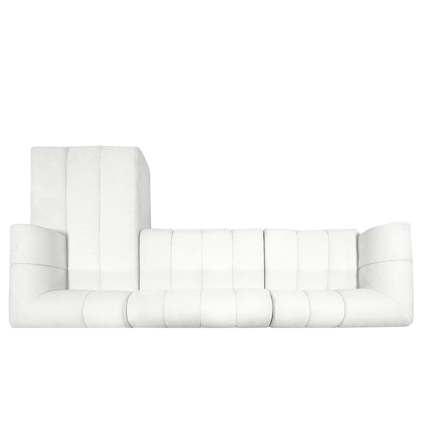 Christopher Knight Home Mania 122" Modular L-Shape Sofa Couch with Chaise Lounge, Modern Sectional Sofa Set for Living Room, Boucle Fabric Upholstered Cloud Couch with Deep Seat, Milky White
