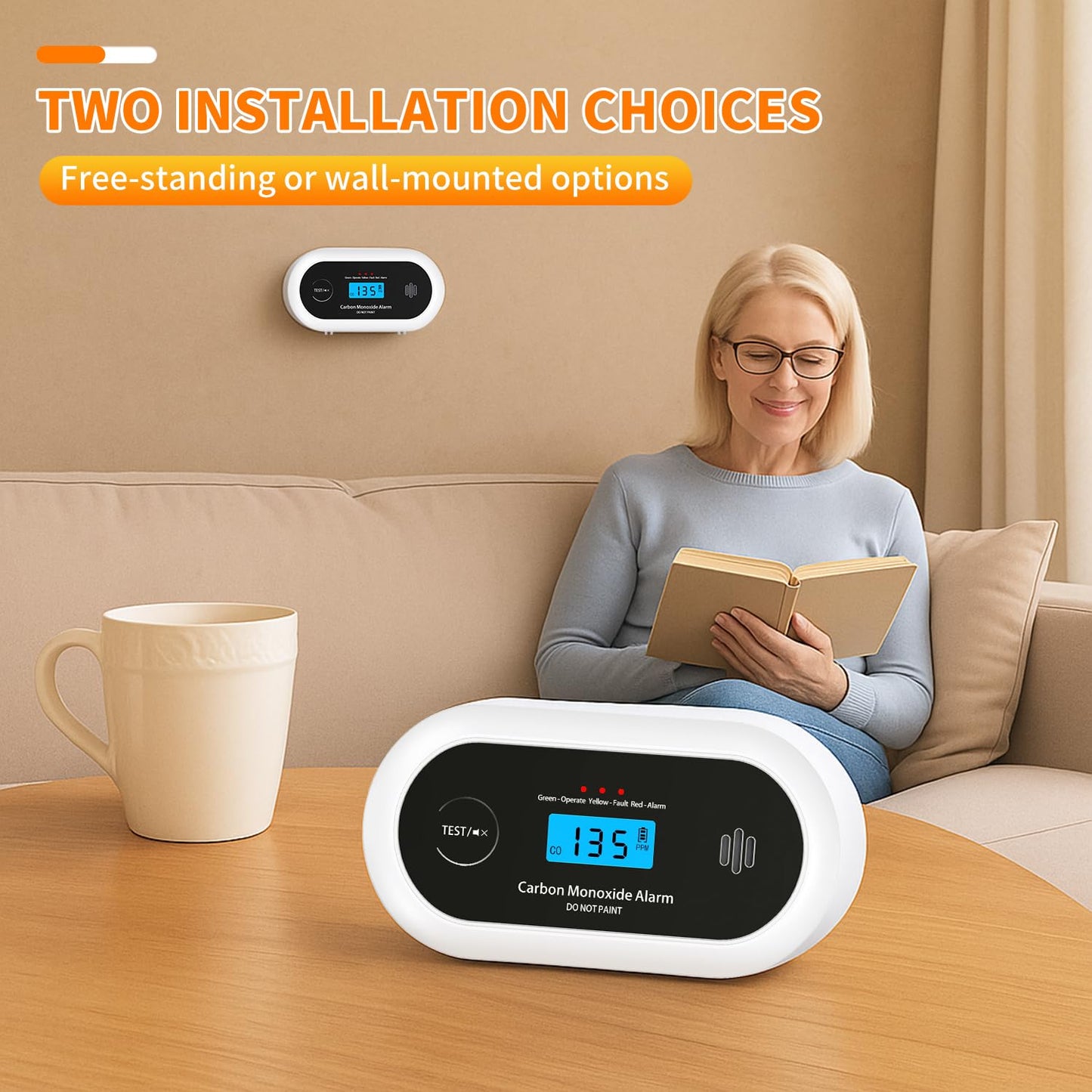 Carbon Monoxide Detector，Portable 10-Year Sealed Battery CO Alarm with LCD Display, CO Detector for Home ，Office and Travel