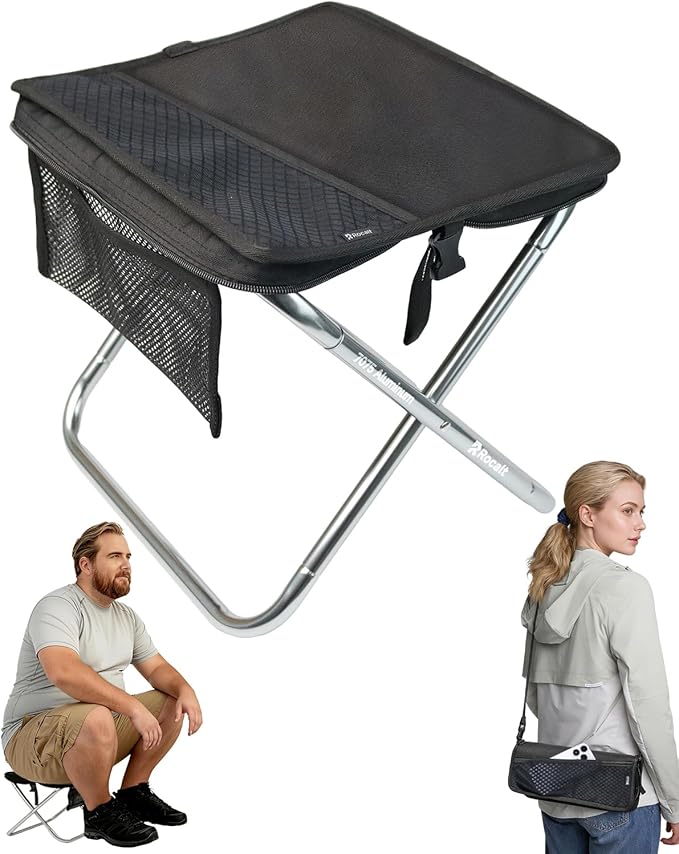 Rocalt Camping Portable Stool, 13 inch Ultralight Collapsible Stool, Ultralight Aluminum Pocket Chair for Adult, 2025 New ...