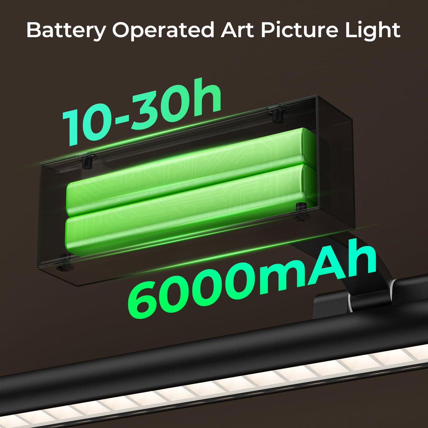Eclipterra Wireless Picture Lights for Wall, 24in Battery Operated Wall Light for Painting Rechargeable CCT Rotatable Art Gallery Light with Remote Dimmable Timer for Artwork Frame Display Dartboard