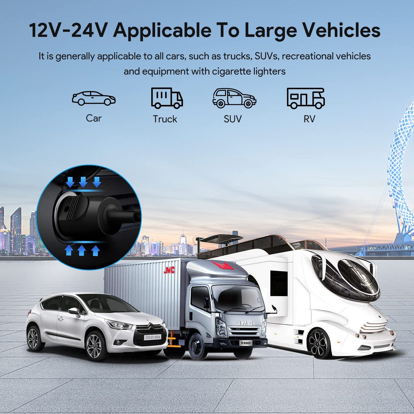 KFD 24V 2.71A 65W Car Charger 12V-24V DC Adapter for ResMed AirSense 11 AirMini AutoSet Elite CPAP Power Supply ResMed Air11 S11 39205 E1399 390000 390010 R390-7230 Mini DC Converter Power Cord Cable