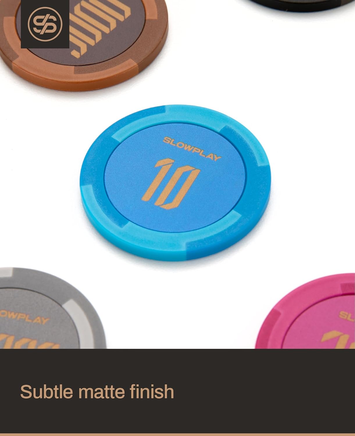 SLOWPLAY Godel Clay Poker Chips, 14 Grams Heavyweight Clay Composite, 40mm Large Chips in Bulk, Pack of 50 with Denomination of 10000