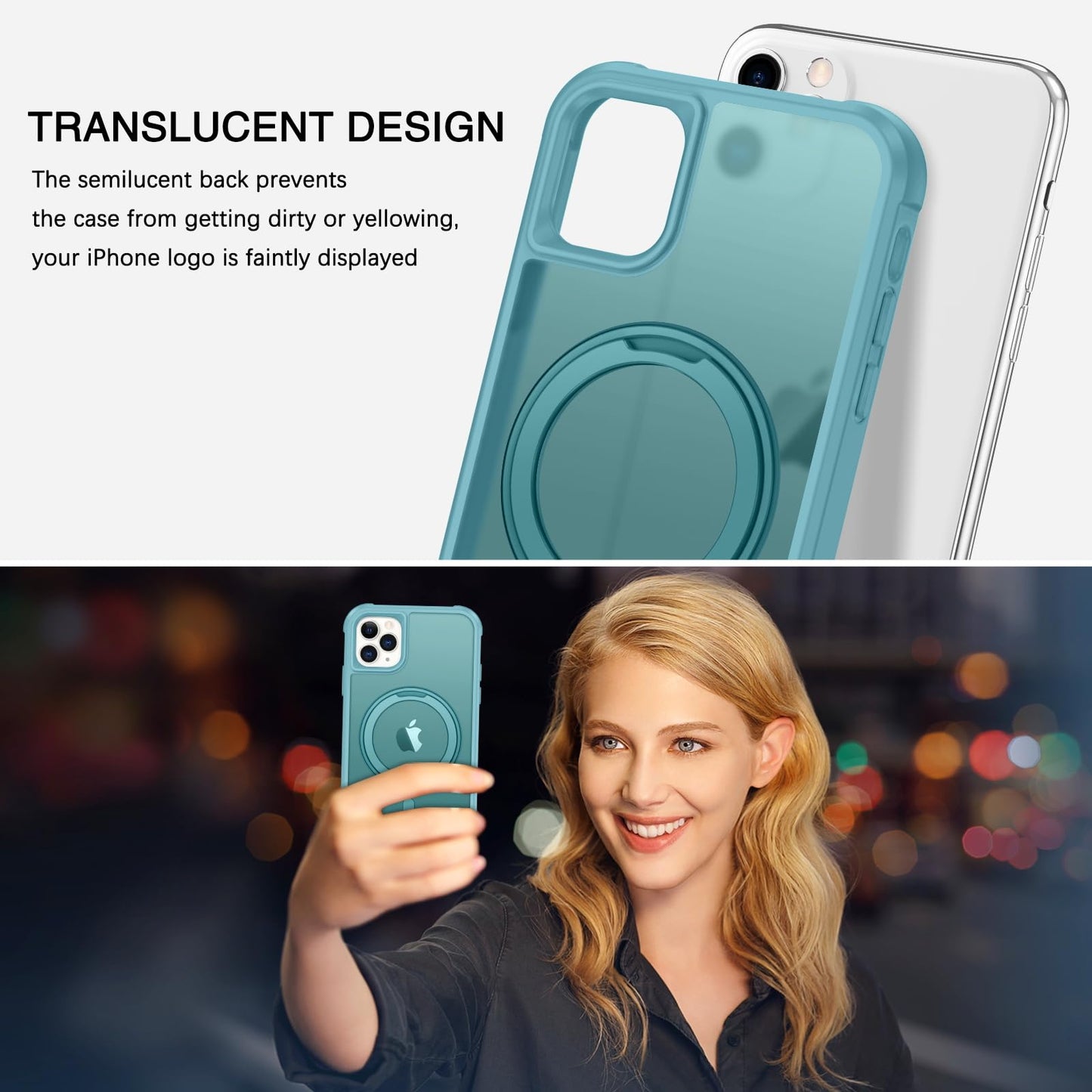 Bentoben For Magnetic Iphone 11 Pro Max Phone Case [Compatible With Magsafe] Rotatable Ring Holder Kickstand Design Shockproof W