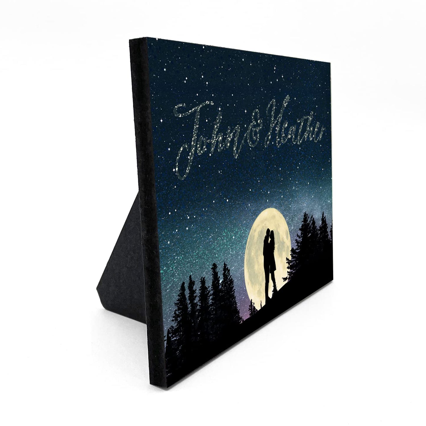 Personal-Prints | Personalized Gifts for a Romantic Valentine’s Day or Anniversary | Stretched Canvas Customized and Ready to Display with an Easel Back (1 - Written in the Stars)