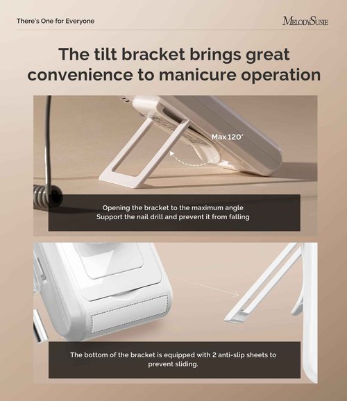 MelodySusie Entry-Level Clip-On Cordless 2-in-1 Nail Drill with Adjustable Built-in Stand, SC330G 30000RPM E-File for All Manicure Shaping & Gel Removal, Ideal for Training, Nail Art Practice at Home